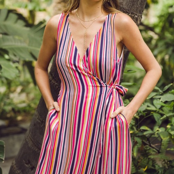 Host Pick 🎉Stripe Wrap Jumpsuit|Semi Annual Sale - Picture 2 of 6